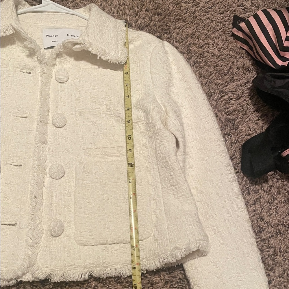 Proenza Schouler Cotton Tweed Crop Jacket Coat size 0 Ivory White - Picture 10 of 11